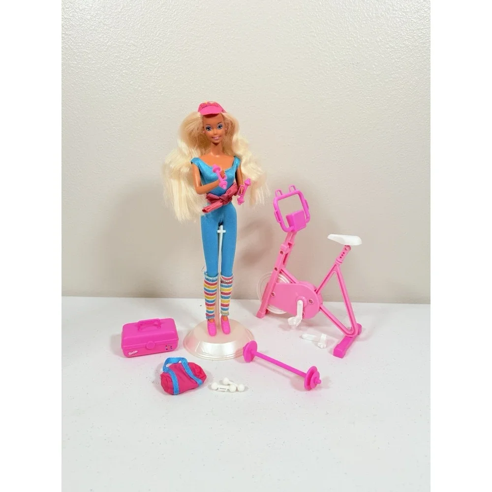 Vintage Barbie Doll Lot Great Shape Outfit Bike Weights Bag Accessories READ